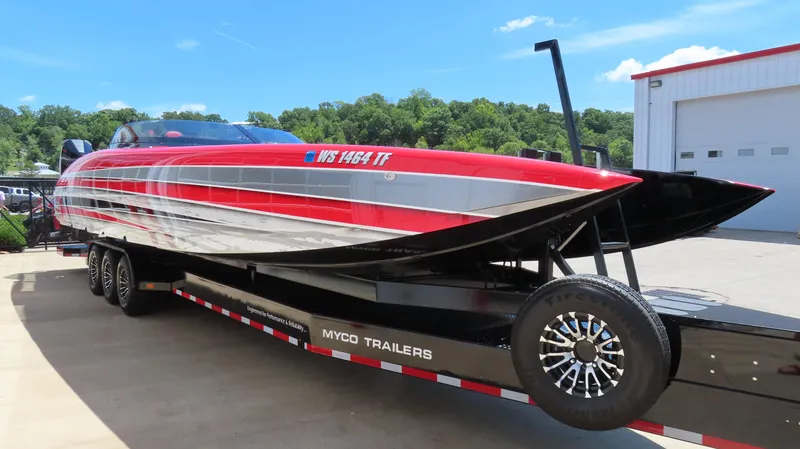 Slide: The Image of 2020 Wright Performance 360 powerboat on Myco trailer. - 6