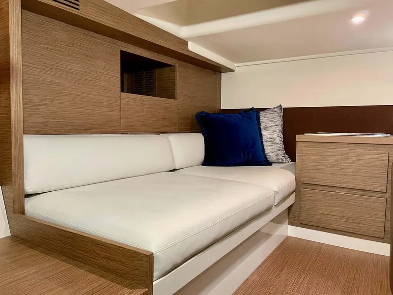 Slide: The Image of Luxurious interior of 2023 Solaris Power SP 44 yacht with modern seating and cushions. - 3