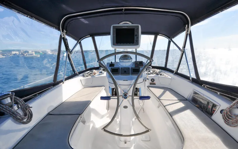 Slide: The Image of Hunter 45CC - Coralee - Cockpit - Helm Station - 14