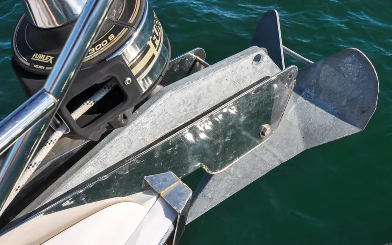 Slide: The Image of Hunter 45CC - Coralee - Fore Deck Anchor Roller and Anchor - 48