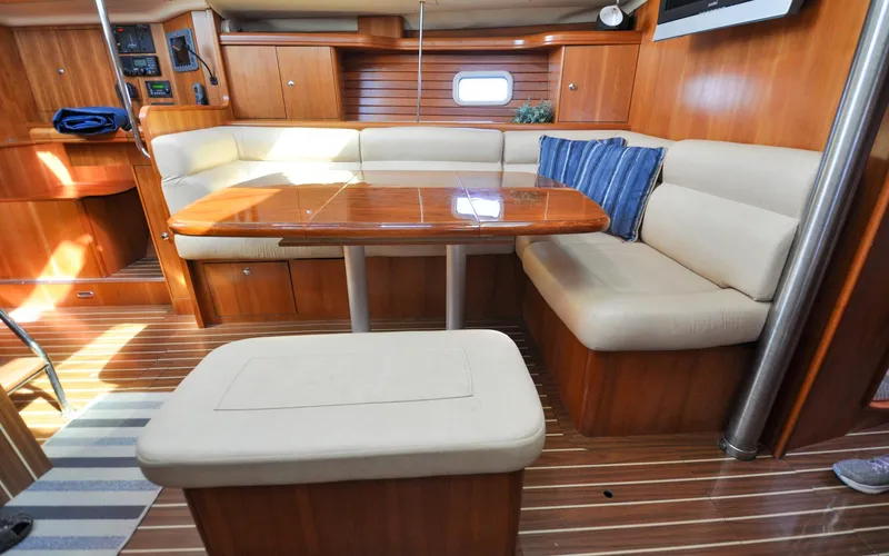 Slide: The Image of Hunter 45CC - Coralee - Forward Head - Salon - Dinette Seat Moved Out - 94