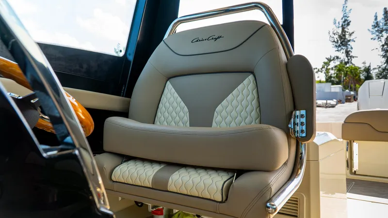 Slide: The Image of Luxurious seating on 2025 Chris-Craft 32 Calypso boat, featuring elegant design and premium materials. - 32