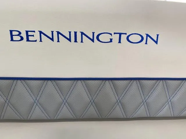 Slide: The Image of Top view of 2024 Bennington 25 QSB X1 pontoon boat layout. - 25