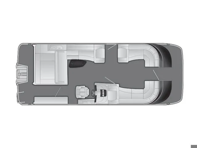 Slide: The Image of 2024 Bennington 25 QSB X1 pontoon boat layout, top view. - 27