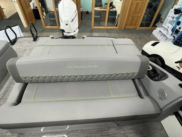 Slide: The Image of 2024 Bennington 28 QXSBWA X1 pontoon boat interior with luxurious seating. - 21
