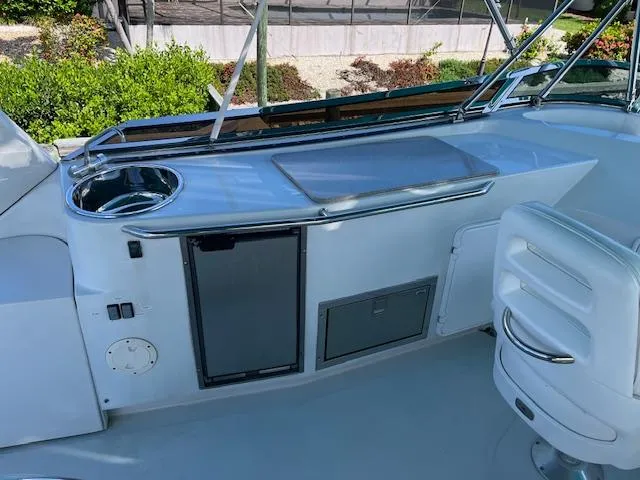 Slide: The Image of Cozy cabin interior of 2008 PDQ MV-41 with a comfortable bed and nautical decor. - 45