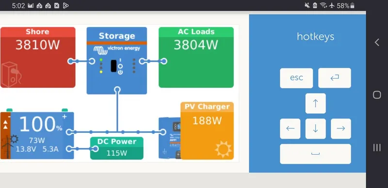 Slide: The Image of Energy management system display for Lagoon 400, showing power sources and consumption in watts. - 49