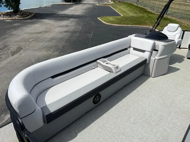 Slide: The Image of 2023 Godfrey Sweetwater 2486 C pontoon boat with spacious seating and modern design. - 9