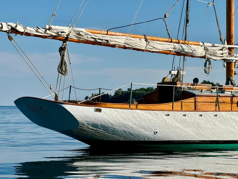 Slide: The Image of Sailing yacht "John Alden Malabar II" on calm water, 1996 custom model. - 8