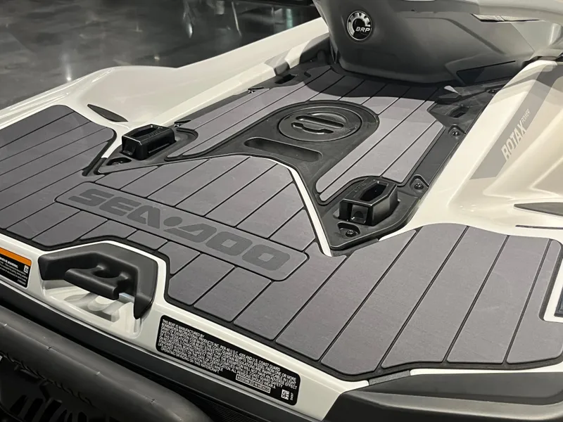 Slide: The Image of 2024 Sea-Doo GTX Limited 300 rear deck with logo and footrests. - 9