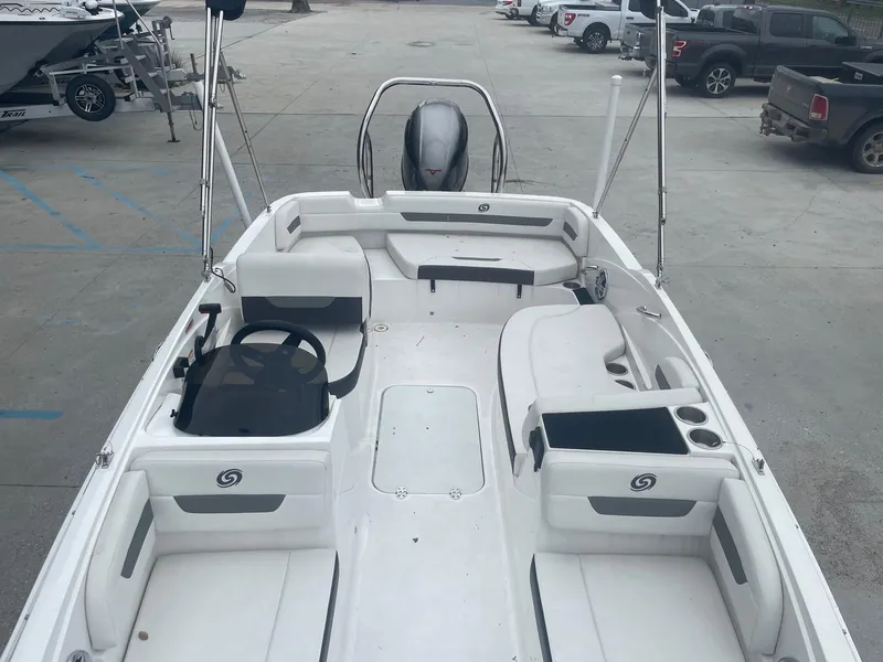 Slide: The Image of 2022 Hurricane SS185 OB boat interior with seating and storage compartments. - 10