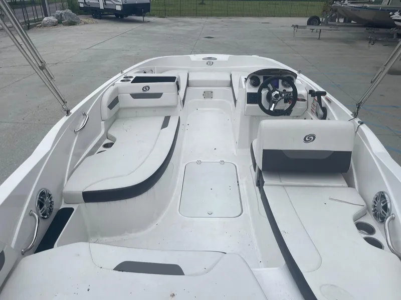 Slide: The Image of 2022 Hurricane SS185 OB boat interior with seating and steering console. - 11
