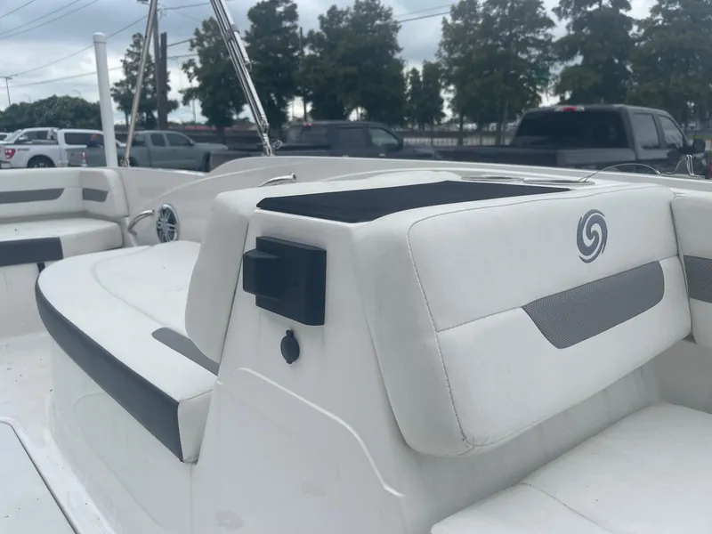 Slide: The Image of 2022 Hurricane SS185 OB boat interior with white and black seating. - 14
