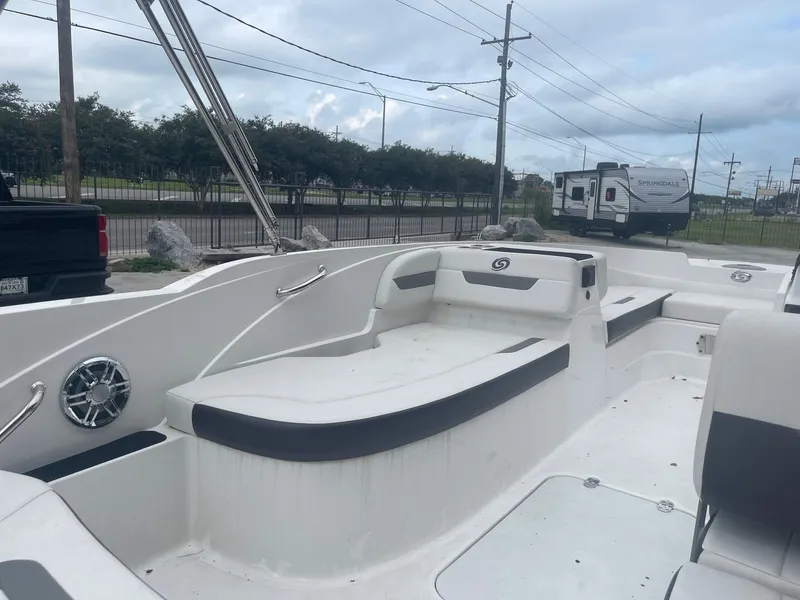 Slide: The Image of 2022 Hurricane SS185 OB boat interior with seating and storage compartments. - 16