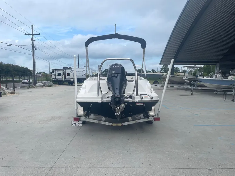 Slide: The Image of 2022 Hurricane SS185 OB boat with outboard motor on trailer. - 2