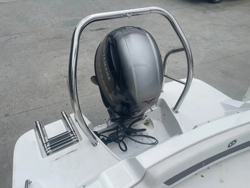 Slide: The Image of 2022 Hurricane SS185 OB boat with Yamaha outboard motor and swim ladder. - 23