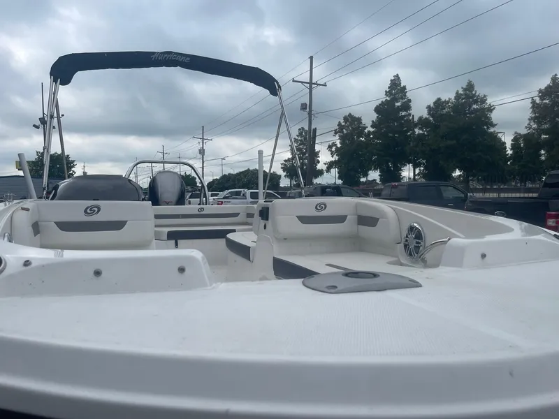 Slide: The Image of 2022 Hurricane SS185 OB boat with spacious seating and canopy. - 9