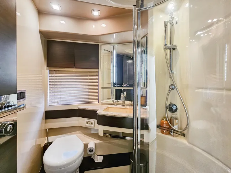Slide: The Image of Luxurious bathroom in 2013 Azimut 70 yacht with modern fixtures and shower. - 17