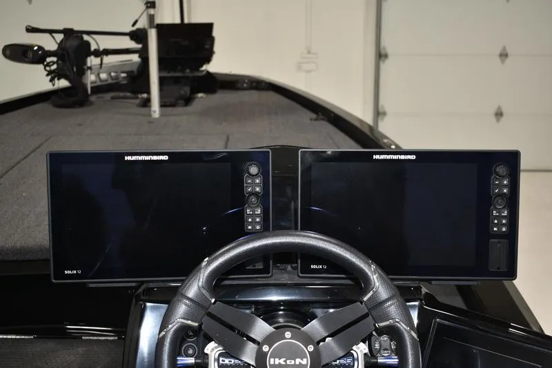 Slide: The Image of 2023 iKon LX21 boat dashboard with dual Humminbird Solix 12 fish finders. - 6
