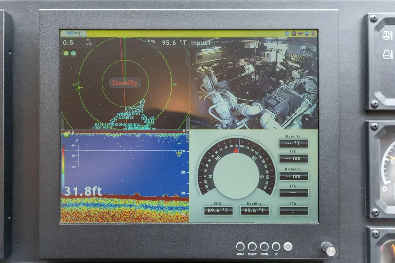 Slide: The Image of Navigation and engine monitoring display on 1999 Vitech 68' Pilothouse yacht. - 22