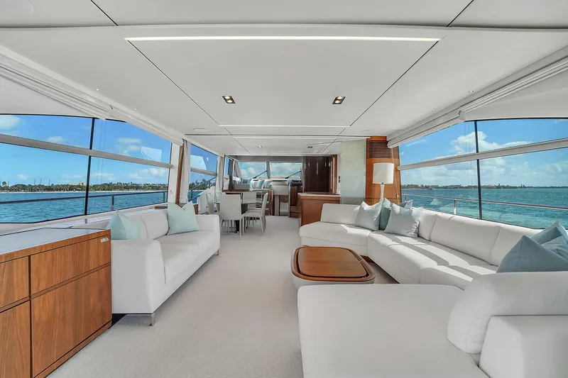Slide: The Image of Luxurious interior of the 2021 Princess Y78 yacht with panoramic ocean views. - 13