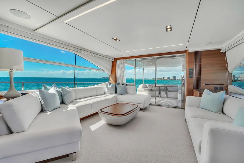 Slide: The Image of Luxurious interior of the 2021 Princess Y78 yacht with ocean view. - 16