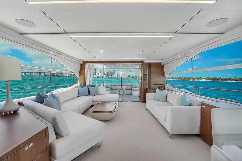 Slide: The Image of Luxurious interior of 2021 Princess Y78 yacht with panoramic ocean views. - 17