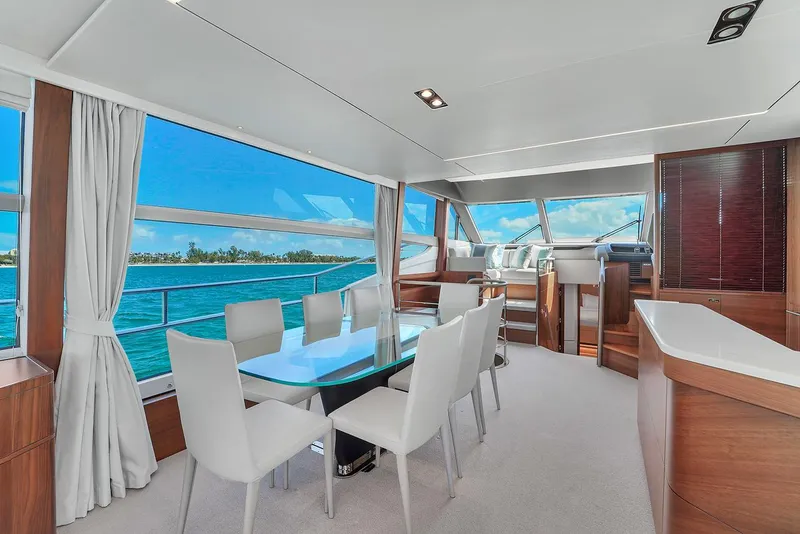 Slide: The Image of Luxurious interior of 2021 Princess Y78 yacht with ocean view dining area. - 21