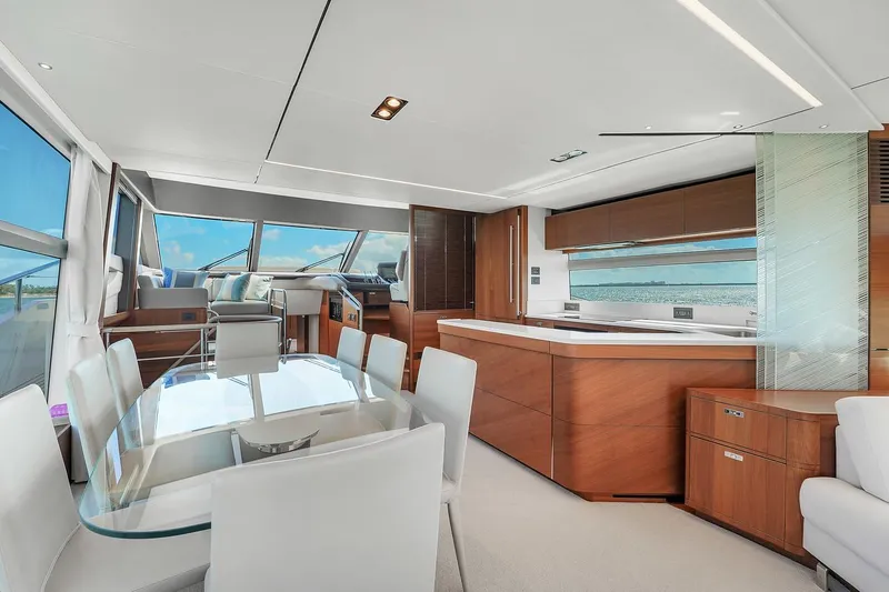 Slide: The Image of Luxurious interior of 2021 Princess Y78 yacht with modern dining and kitchen area. - 22