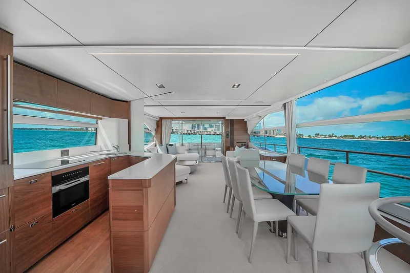 Slide: The Image of Luxurious interior of 2021 Princess Y78 yacht with modern kitchen and dining area. - 23