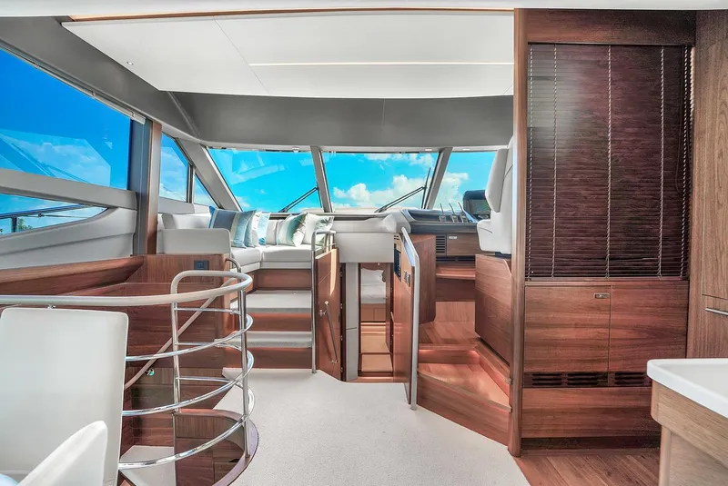 Slide: The Image of Luxurious interior of 2021 Princess Y78 yacht with modern design and panoramic windows. - 27