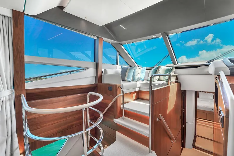 Slide: The Image of Luxurious interior of 2021 Princess Y78 yacht with modern design and panoramic windows. - 31