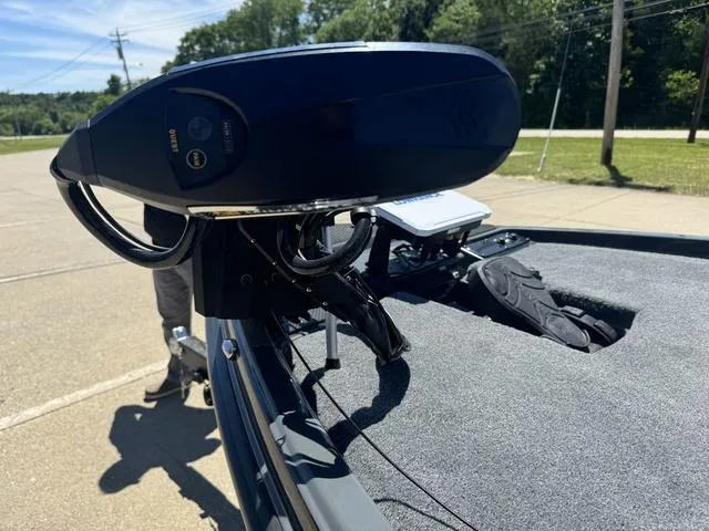 Slide: The Image of 2025 Phoenix Bass Boats 721 ZXL, close-up of trolling motor and deck equipment. - 14