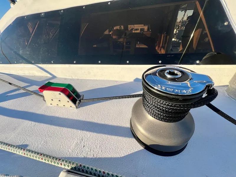 Slide: The Image of Close-up of a winch and rope on a 2007 Farrier F-41 sailboat. - 8