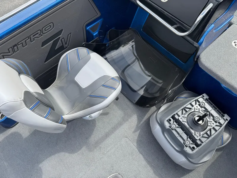 Slide: The Image of 2024 Nitro ZV19 Sport boat interior with seating and console details. - 7