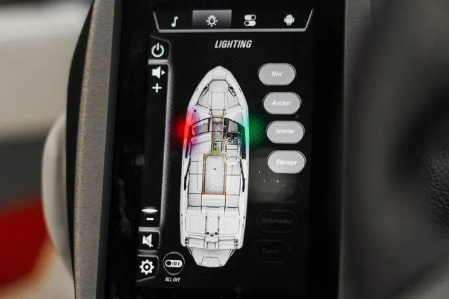 Slide: The Image of Control panel of 2024 Malibu 23 LSV boat with surf and wedge settings. - 30