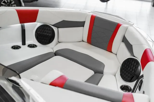Slide: The Image of 2024 Malibu 23 LSV boat interior seating and flooring. - 34