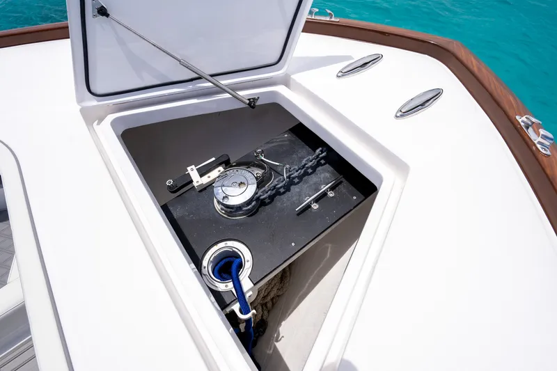 Slide: The Image of Anchor storage compartment on 2023 Front Runner 47 Center Console boat. - 19