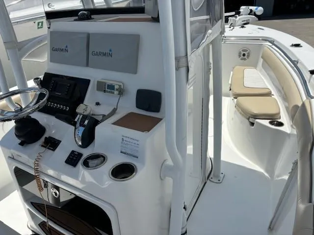 Slide: The Image of 2017 Sea Pro 219 Center Console boat with Garmin navigation system. - 12