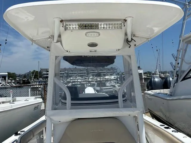 Slide: The Image of 2017 Sea Pro 219 Center Console boat at marina, front view. - 9