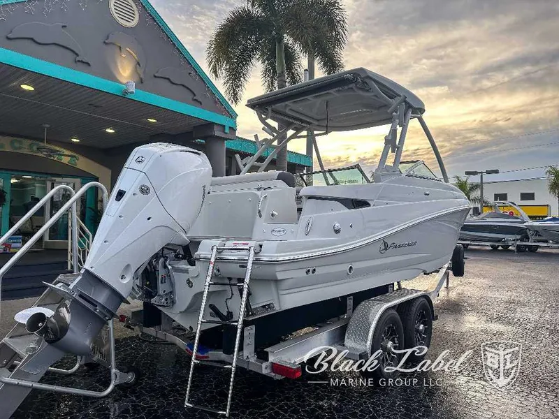 Slide: The Image of 2024 Finseeker 240 DC boat on trailer at Black Label Marine Group. - 16