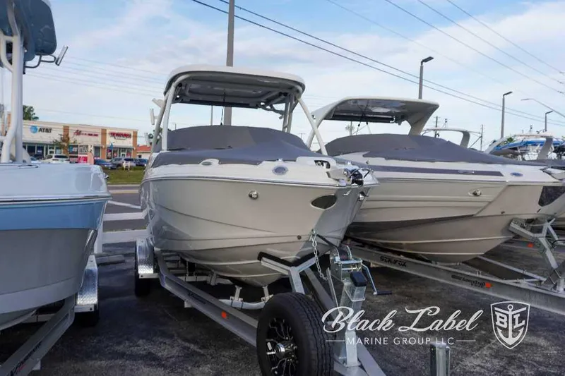 Slide: The Image of 2024 Finseeker 240 DC boat on trailer at Black Label Marine Group. - 23