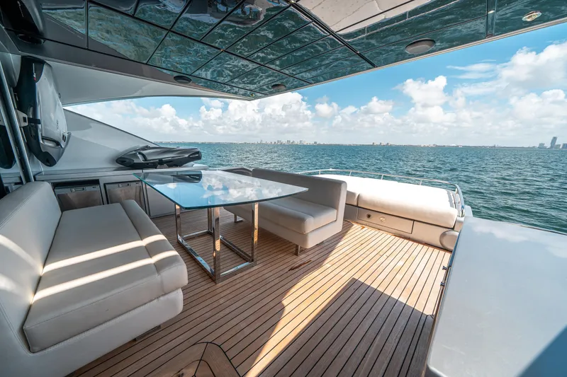 Slide: The Image of Luxurious deck of 2012 Pershing 92 yacht with ocean view. - 22
