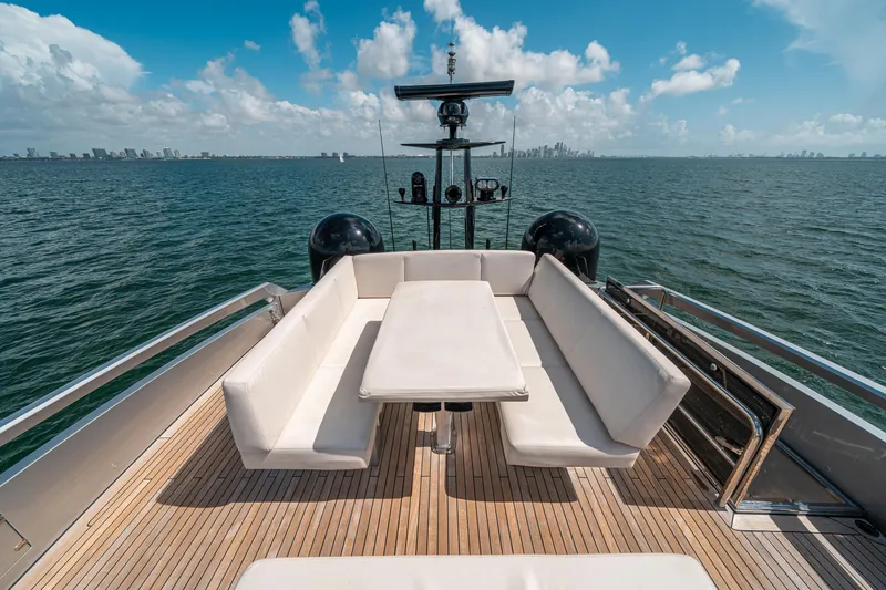 Slide: The Image of Luxurious seating area on the deck of a 2012 Pershing 92 yacht. - 30