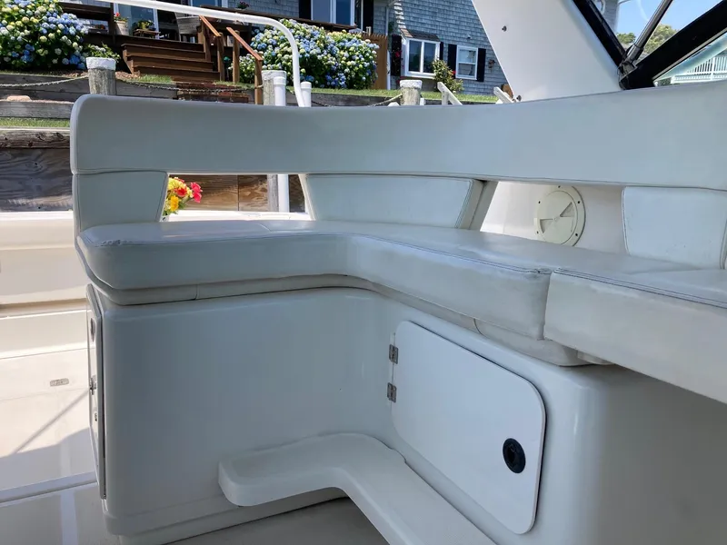 Slide: The Image of Interior seating area of a 2002 Tiara Yachts 3100 Open boat. - 4