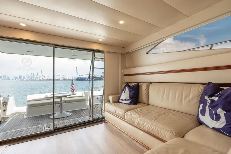 Slide: The Image of Luxurious interior of 1998 Azimut 43 Fly yacht with waterfront view. - 24
