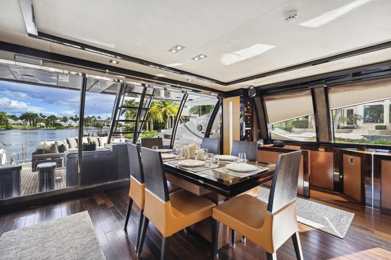 Slide: The Image of Luxurious interior of 2008 Palmer Johnson 120 Sports Cruiser yacht with elegant dining area. - 27