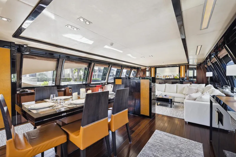 Slide: The Image of Luxurious interior of 2008 Palmer Johnson 120 Sports Cruiser yacht with dining and lounge areas. - 28
