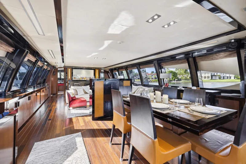 Slide: The Image of Luxurious interior of 2008 Palmer Johnson 120 Sports Cruiser yacht with dining and lounge areas. - 31