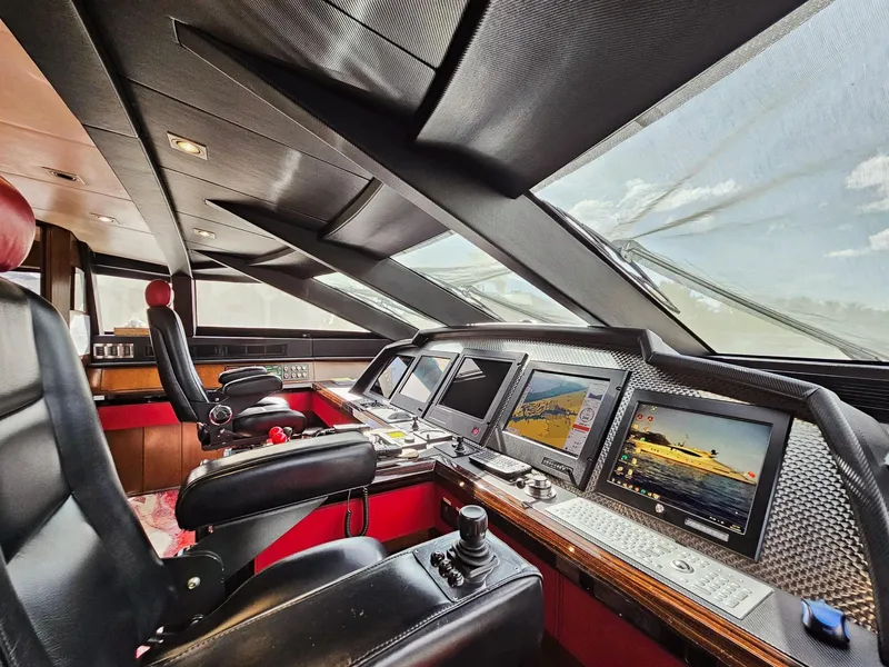 Slide: The Image of Control room of a 2008 Palmer Johnson 120 Sports Cruiser yacht with advanced navigation systems. - 44